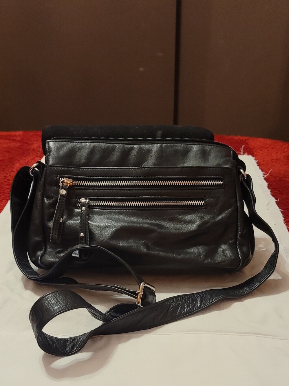 black leather crossbody bag